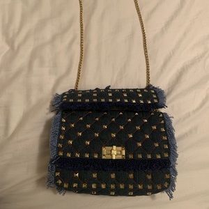 Blue jean bag with gold chain strap!
